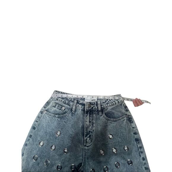 Fashion Nova Wide Leg Silver Ringlets Jeans Sz 5 NWT - Picture 5 of 8